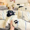 Jialiya Juego de Cuatro Piezas de Terciopelo de Leche Engrosado de Alto Peso Juego de Ropa de Cama de Terciopelo Doble Cara con Estampado Invernal de Campo