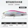 Isca minnow de lâmina grande prateada, afundamento lento, arremesso de longa distância, flutuante, suspensa, afundante para robalo e peixe mandarim