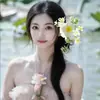 Nuevo peine para el cabello con flor de simulación, peine para el cabello tipo flor de huevo bohemia para la parte posterior de la cabeza, recogido lateral, accesorios para el cabello para fotos de viaje
