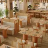 Mesas y sillas de restaurante estilo japonés, sofás de cabina para restaurante de comida ligera estilo coreano, sillas de comedor, mesas y sillas estilo madera natural para sushi y cafetería