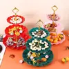 Plato de Frutas de Múltiples Niveles con Alto Valor Estético, Lujo Ligero y Sensación de Gama Alta, Adecuado para Mesa de Café de Sala de Estar, Plato de Bocadillos, Plato para Exhibir Frutas Secas y Plato Dividido