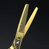 Tijeras Planas de 6.0 pulgadas con Patrón Damasco Dorado Tijeras de Peluquería Tijeras para Cortar el Cabello