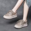 Jishu Novo Estilo Couro Bovino Camada Superior Colorblock Solado Grosso Forrado com Lã Quente Sapatos Femininos Couro Genuíno Casual Estilo Esportivo Pequenos Sapatos de Algodão