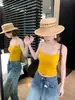 Camisola de Verão Sem Mangas com Contas Multicor e Design de Costas Cruzadas, Sutiã Embutido, Copas Fixas, Pode Ser Usada como Peça Íntima ou Top Externo para Mulheres