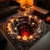 Alfombra de Halloween transfronteriza, de terciopelo, para uso doméstico, súper resistente a las manchas, temática de fantasmas, decoración festiva, alfombra redonda 3D, disponible para dropshipping