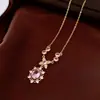 Pulseira e Colar de Zircônia Oval Banhados a Ouro Real, Corrente de Clavícula Estilo Vintage de Luxo Leve, Conjunto de Joias Versátil Exquisito para Mulheres