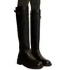 Otoño/Invierno 2026 Botas Negras Caballero Hebilla Temperamento Mujer Tacón Grueso Hasta la Rodilla Botas Largas Botas de Motocicleta Pantorrilla Ancha Botas Altas