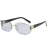 Nuevas gafas de sol cuadradas sin montura y curvadas Y2K, populares en la fotografía callejera europea y americana, gafas de sol de alta gama para mujer