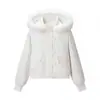 Para Exportación Europea y Americana Transfronteriza Ropa de Mujer Popular en Aliexpress Moda de Invierno Versátil Chaqueta Blanca Corta con Capucha