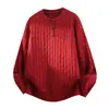 Suéter Tricotado Bordado para Equitação para Homens e Casais, Gola Henley, Ponto Trançado, Estilo Old Money, Atacado de Fábrica Transfronteiriço