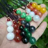 Vários Tipos de Pingentes de Feijão das Quatro Estações com Contas Redondas, Pingentes de Jade Verde Hetian, Jade com Fio de Ouro, Jade Verde Seco, Ágata, Jaspe, Calcedônia, Pingentes de Jade Vermelho do Sul