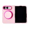 Funda magnética para teléfono con patrón de ondas, color sólido, compatible con Apple 18DUO, iPhone Duo, con cordón, a prueba de caídas y elegante