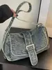 Yuezi 2026 Verano Nuevo Diseño Bolsa para Motocicleta Retro Moderna Chica Popular Bolso de Axila Moda Versátil Mezclilla Bolso Cruzado