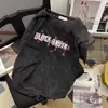 Camiseta de Manga Corta Lavada para Hombre Estilo Americano Verano Algodón Puro Vintage Top para Pareja Ins Hip-hop Camiseta de Media Manga