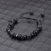 Pulsera Cuadrada de Lava Volcánica Explosiva Transfronteriza Pulsera para Hombres y Mujeres Abalorios de Cristal Negro Mate Pulsera Ajustable