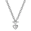 Collar con Colgante de Corazón Grabado con Láser de Números Romanos en Oro de 18 Quilates, Transfronterizo Europeo y Americano, Superventas, Acero Inoxidable, Venta al por Mayor para Mujeres