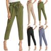 Primavera y Verano 2022 Amazon ebay AliExpress wish Pantalones Casuales de Cintura Alta con Pliegues y Cinturón hasta el Tobillo para Mujer Europea y Americana