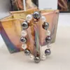 Pulseira de Pérolas de Cristal Dopamina Colorida Mista Transfronteiriça para Mulheres, Nicho de Luxo Leve, Moda Exquisita, Sensação de Alto Padrão, Pulseira de Verão