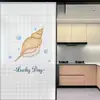 Película adhesiva de vidrio esmerilado con diseño de caracola amarilla para protección de la privacidad, evita el paso de la luz solar, diseño simple para oscurecimiento total en el estudio