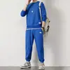 Conjunto de sudadera de punto gofre, holgado y casual, nuevo estilo otoño e invierno, cuello redondo, conjunto de pantalón largo y manga larga para hombre, ropa juvenil, comercio exterior