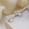 Pendientes de Bola de Diamantes Completos con Lazo de Temperamento Fresco y Dulce, Aretes de Clip para Orejas sin Perforar para Mujer, Pendientes de Botón de Moda
