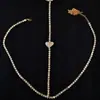 Estilo Nuevo Europeo y Americano Cadena de Pecho Personalizada Corazón de Amor con Pedrería Accesorios Cadena Corporal Completa de Diamantes Brillantes Sexy para Bikini para Mujeres