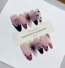 Nai Zi Unhas Usáveis Puramente Feitas à Mão Novo Modelo Outono/Inverno B338 Totalmente Pintadas à Mão Esculpidas Estilo Francês Elegante Adesivos de Unha para Comércio Exterior
