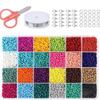 Kit de Abalorios DIY de 28 Compartimentos con Cuentas de Vidrio Pintadas de Colores y Cuentas Pequeñas para Pulseras y Collares DIY, Accesorios de Joyería
