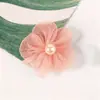 Flor de Organza com Pérolas e Malha de 3cm Flor de Cinco Pétalas Acessórios de Cabelo Artesanais DIY Acessórios de Decoração para Roupas Atacado em Estoque