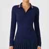 Camiseta Deportiva de Manga Larga Transfronteriza para Mujer, Ligera, Transpirable, Alta Elasticidad, Cuello en V, Aspecto Adelgazante de Otoño, Ropa de Yoga, Top Básico