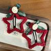 Horquilla vintage de estrella de peluche roja con flequillo lateral, accesorio para el pelo de Año Nuevo, tocado navideño, horquilla rota de estilo occidental.