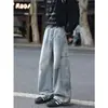 2026 nuevo estilo retro americano de alta costura, diseño de pierna curva, casual, corte holgado, pierna ancha, pantalones vaqueros lavados, directo de fábrica, para ventas transfronterizas