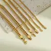 Corrente de joia de aço inoxidável europeia e americana ouro 18K moda simples diy feita à mão corrente lisa hip hop colar para homens e mulheres