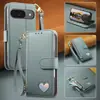Adecuado para Funda de Teléfono Móvil Google Pixel10A, Tapa Flip, Ranura para Tarjetas, Pulsera de Corazón de Amor, Funda Protectora Google Pixel11Pro