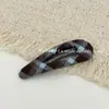 Grampo de Cabelo de Tecido Xadrez Simples Estilo Coreano Geométrico Grampo para Franja Xadrez Retrô Grampo BB Lateral Cartão de Cabelo para Fios Soltos Moda
