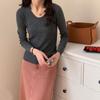 Suéter de Lana Sexy Cuello en U para Mujer 2024 Otoño e Invierno Nuevo Superfino Lana Merino Tejido Camisa Base Tendencia Venta al por Mayor
