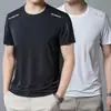 Camiseta de Verano de Seda de Hielo para Hombre Camiseta Holgada de Manga Corta con Cuello Redondo para Hombre Talla Grande Sencilla Versátil de Secado Rápido