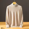 Suéter de cachemira para bebé para hombre con cuello medio alto color liso tejido versátil top base de punto casual de negocios de lujo ligero