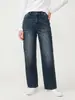 Ya*OrderRetro Jeans Americanos Sueltos de Pierna Ancha Estilo Otoño para Mujer Pantalones Largos Rectos de Cintura Alta con Diseño