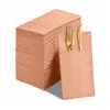 Bolsa de papel composto revestida com cor para talheres 40*40cm com logotipo impresso e hot stamping dourado para restaurantes ocidentais, hotéis e uso em banquetes, atacado