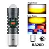 Faro Modificado para Motocicleta Transfronterizo Ba20D H4 P15D Blanco-Amarillo Luz Alta y Baja Rojo-Azul Advertencia Ojo de Pez Foco