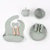 Plato de Cena de Silicona Babero para Bebé Tazón para Bebé Niños Vajilla Tenedor Taza para Snacks Anticaída traje Transfronterizo en stock Comer