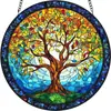 Decoración Artística Colgante Circular Árbol de la Vida para Exteriores de Acrílico Adorno Colgante para Ventana de Interiores