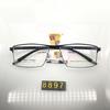 8897 gafas de media montura informales de negocios para hombre al por mayor, montura de gafas de titanio semiligera, montura de gafas de acero plástico súper elástica resistente, patas de gafas