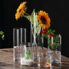 Jarrón de vidrio transparente hidropónico con adornos de alto valor, jarrón creativo para sala de estar, jarrón de vidrio de borosilicato simple y alto.
