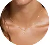 Collar Personalizado de Inicial Dorada Transfronterizo Europeo y Americano 26 Colgantes Cadena de Cuello Collar de Cadena Hueso de Serpiente para Mujer Verano 2024