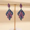 Pendientes de borla de mariposa flor de circón de colores transfronterizos europeos y americanos, pendientes exagerados y elegantes, accesorios de lujo ligero y de alta gama para mujer