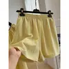 Conjunto de Verão com Blusa de Manga Curta e Shorts em Linho Tencel Leve e Maduro, Conjunto de Duas Peças de Moda Europeia para Mulheres, Fino