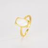 Anillo de Concha de Lujo de Gama Alta de Nicho Plata de Ley S925 Cuadrado Redondo Fritillaria Blanca Geométrico Personalizado Anillo Versátil