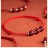 Pulsera de Hilo Rojo Loto de Sándalo Rojo para Mujer, Pulsera de la Amistad Tejida de Verano, Nicho Natural Vintage Hecho a Mano